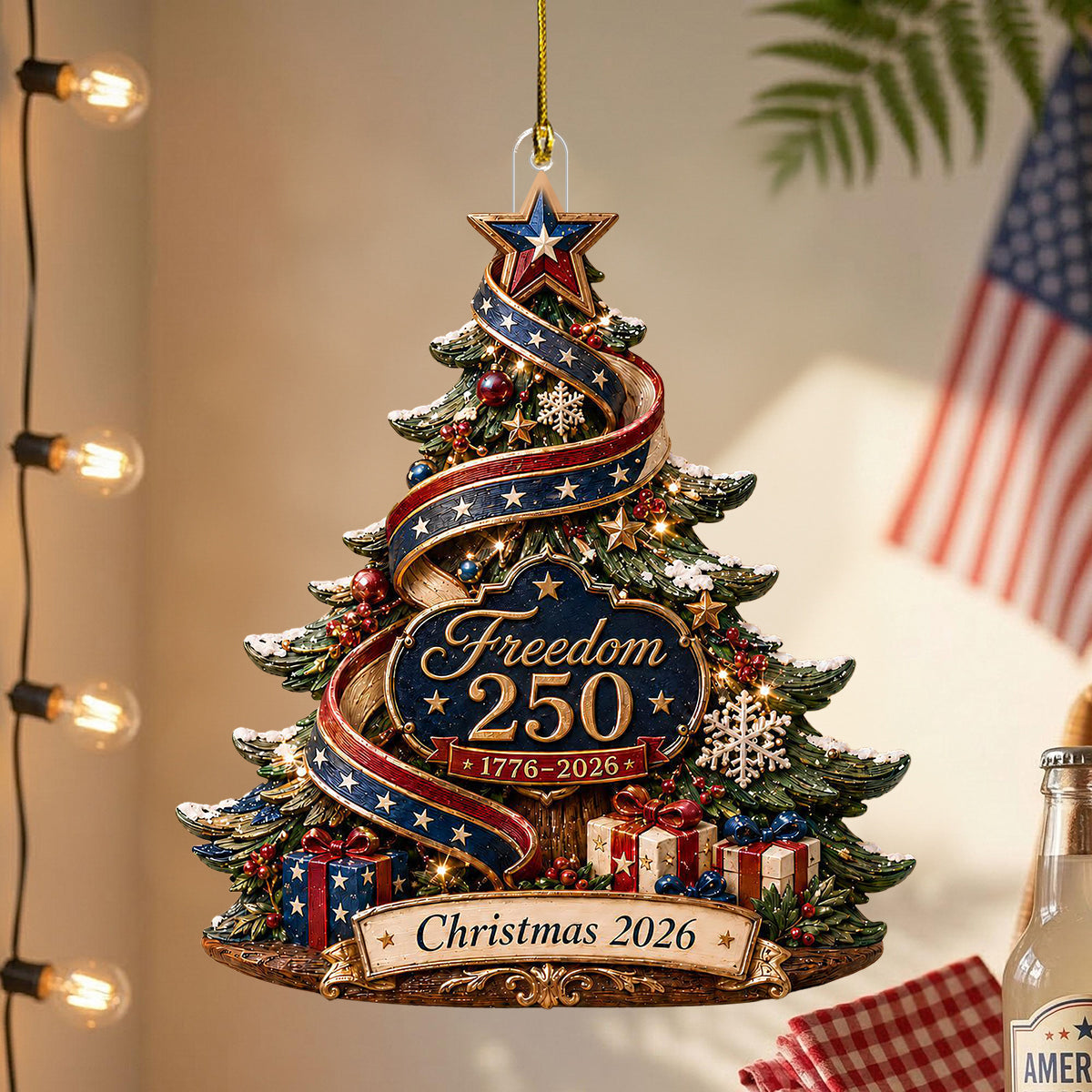 🎄 USA 250th Anniversary Christmas Tree Ornament