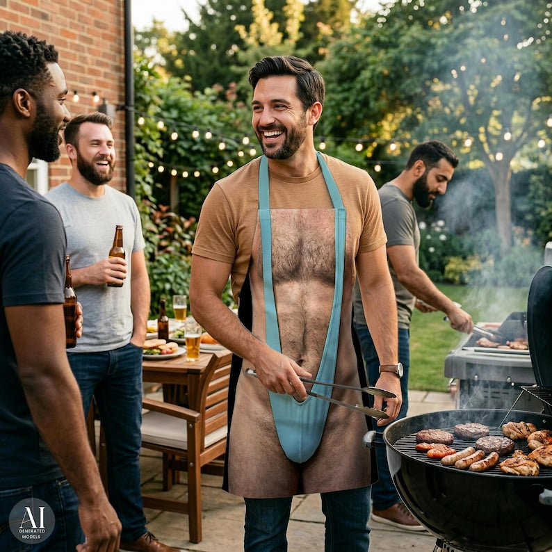 🍳🤯Funny Mankini Belly BBQ Grilling Apron – Gag Gift for Men – King of BBQ