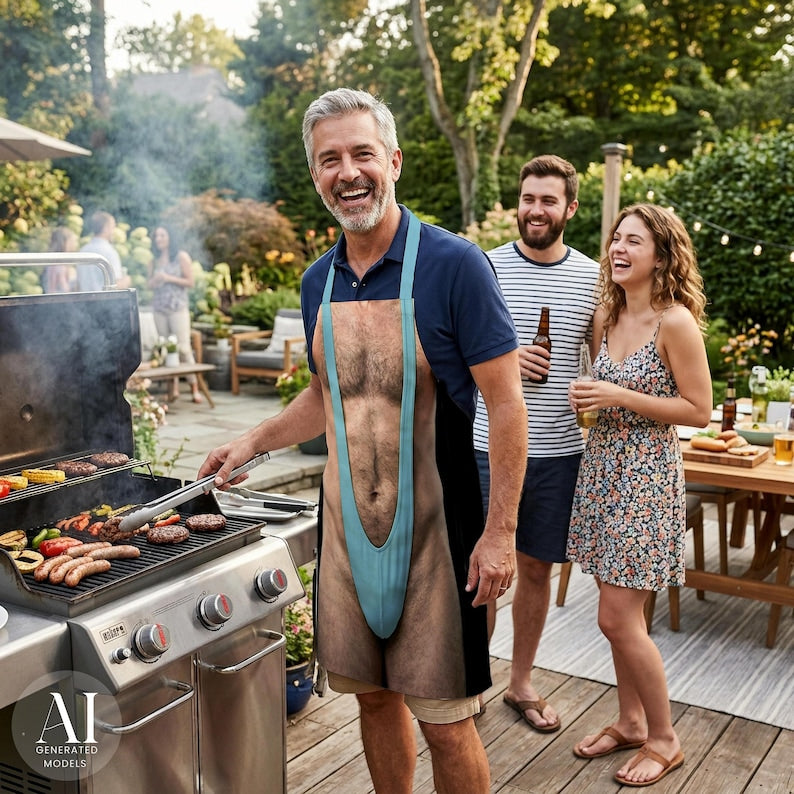 🍳🤯Funny Mankini Belly BBQ Grilling Apron – Gag Gift for Men – King of BBQ