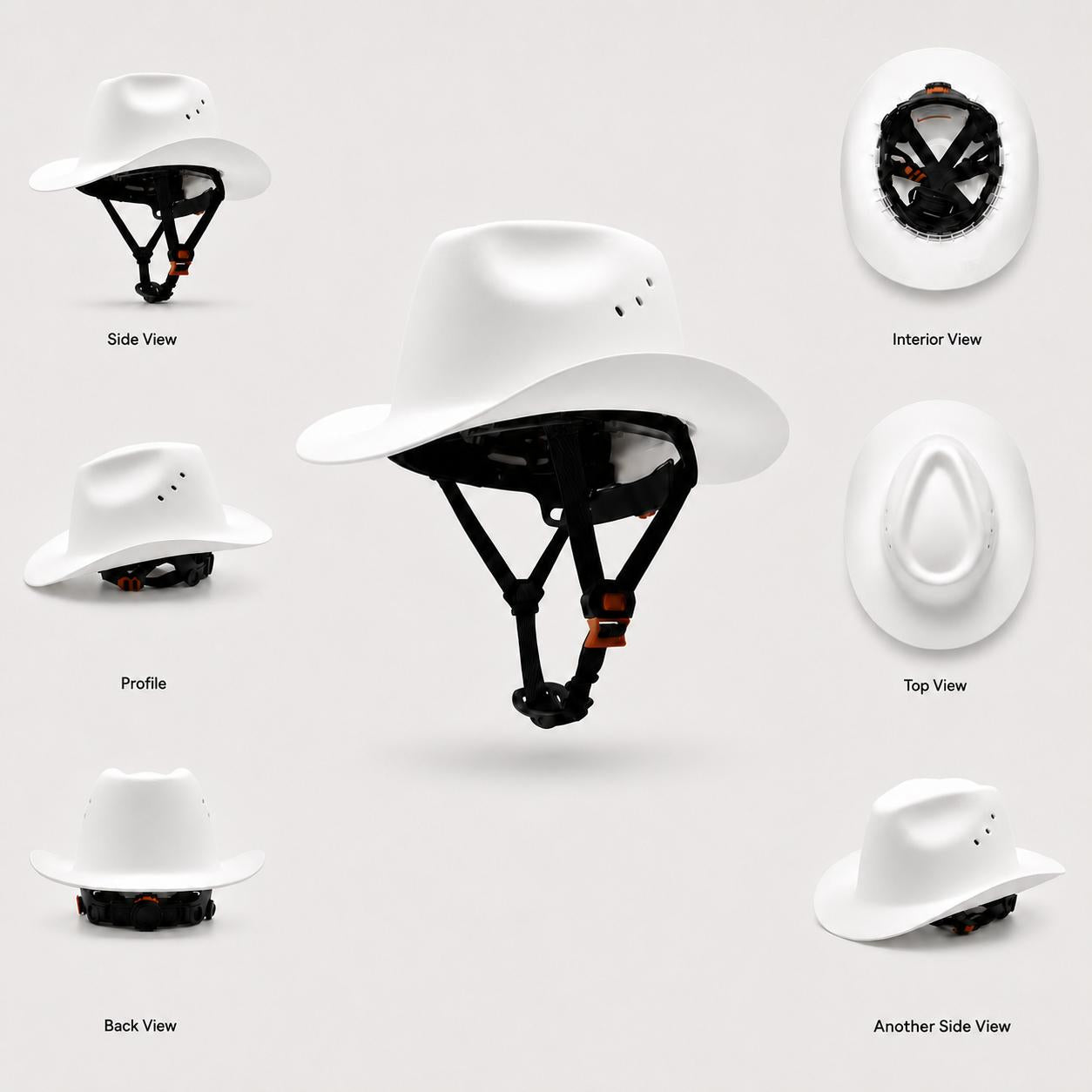 🤠Cowboy Hard Hat for Men Western Style Work Helmet with Chin Strap Wide Brim Vented Design