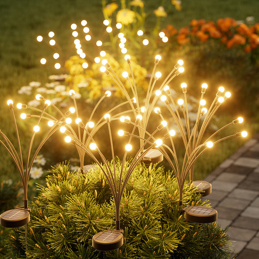 Solar Firefly Garden Lights, Waterproof Outdoor Swaying Stake Lights with 4 Modes (Warm White/Multi‑Color, Steady/Flashing) for Yard, Patio & Landscape