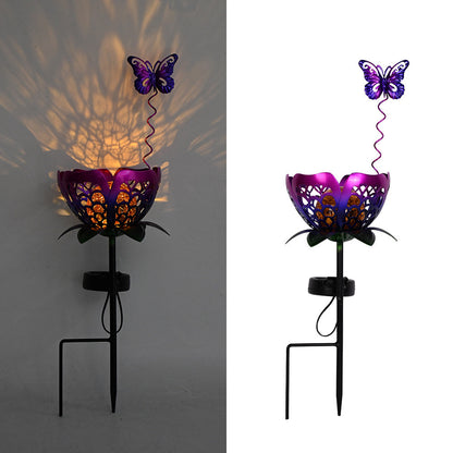 🔥Summer Hot Sale💡Solar Flower Garden Decor Stake Lights, Metal Flower & Butterfly Yard Ornaments (2 Styles)