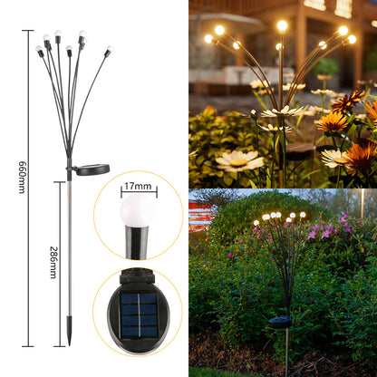 Solar Firefly Garden Lights, Waterproof Outdoor Swaying Stake Lights with 4 Modes (Warm White/Multi‑Color, Steady/Flashing) for Yard, Patio & Landscape