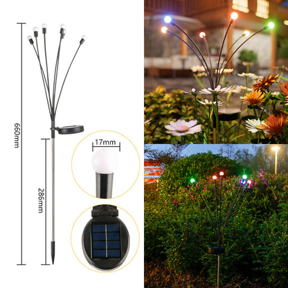 Solar Firefly Garden Lights, Waterproof Outdoor Swaying Stake Lights with 4 Modes (Warm White/Multi‑Color, Steady/Flashing) for Yard, Patio & Landscape