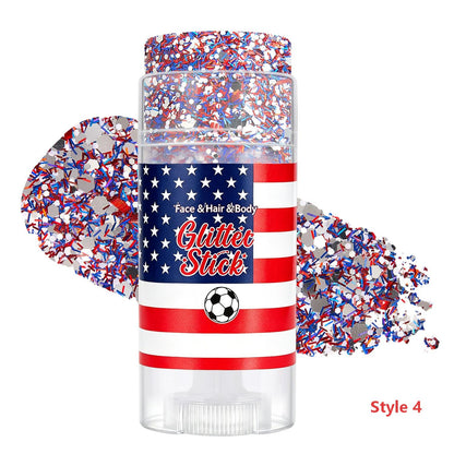 🔥Limited-time 50% off🎉Patriotic Red White Blue Glitter Stick, Face Hair & Body Glitter Gel for Fourth of July, Party, Festival & Makeup (11 Styles)