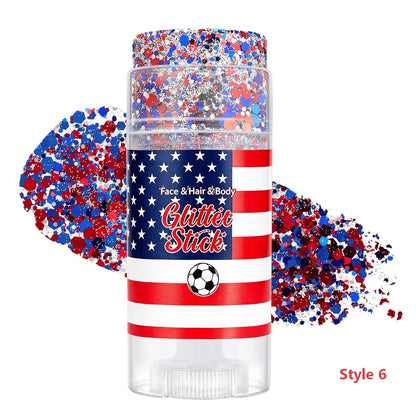 🔥Limited-time 50% off🎉Patriotic Red White Blue Glitter Stick, Face Hair & Body Glitter Gel for Fourth of July, Party, Festival & Makeup (11 Styles)
