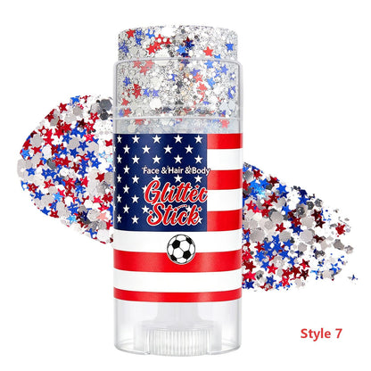 🔥Limited-time 50% off🎉Patriotic Red White Blue Glitter Stick, Face Hair & Body Glitter Gel for Fourth of July, Party, Festival & Makeup (11 Styles)