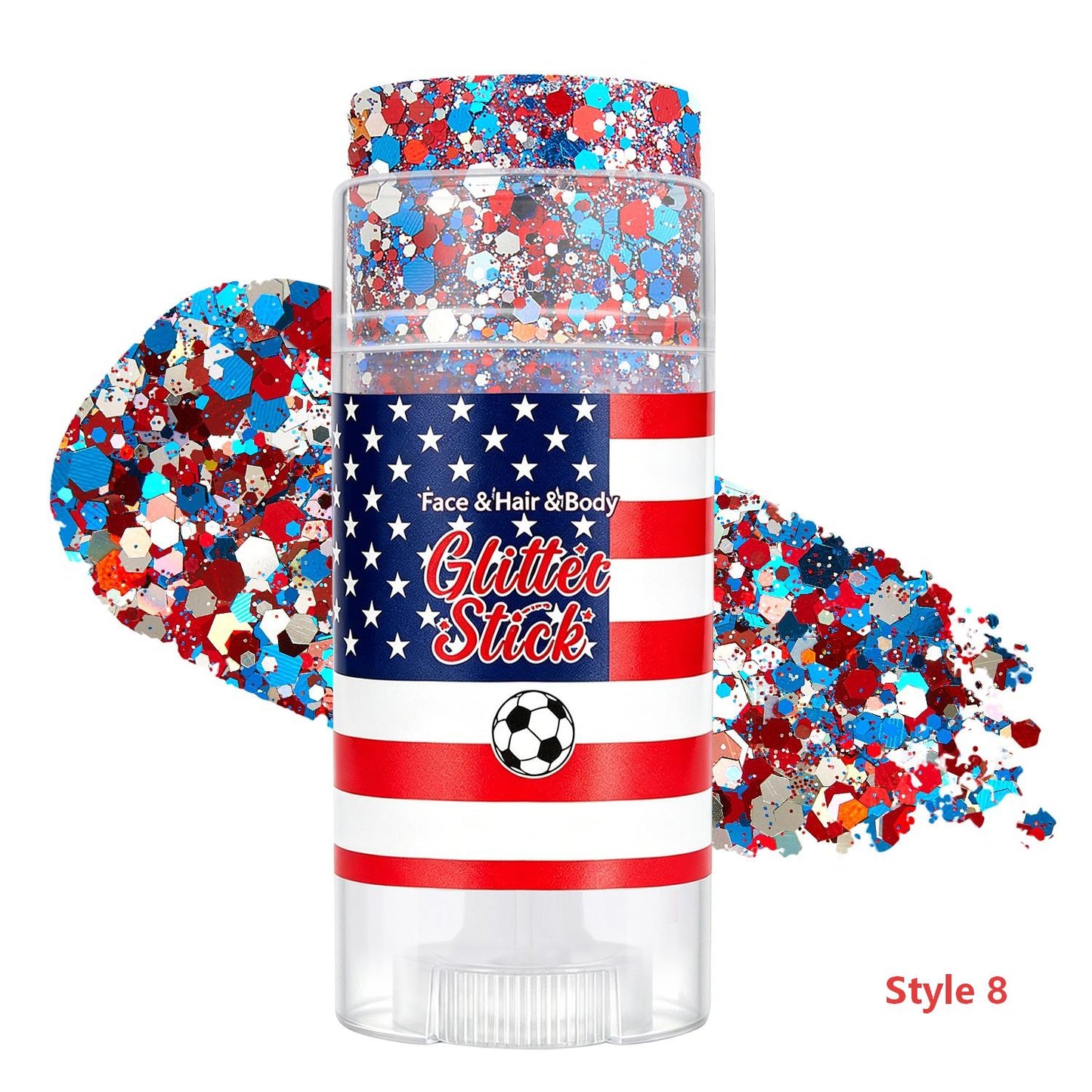 🔥Limited-time 50% off🎉Patriotic Red White Blue Glitter Stick, Face Hair & Body Glitter Gel for Fourth of July, Party, Festival & Makeup (11 Styles)
