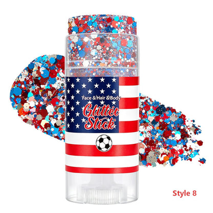 🔥Limited-time 50% off🎉Patriotic Red White Blue Glitter Stick, Face Hair & Body Glitter Gel for Fourth of July, Party, Festival & Makeup (11 Styles)