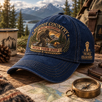 🔥LAST DAY 50% OFF - 2027 Bigfoot Country Heritage Cap – Pacific Northwest Vintage Washed Embroidered Hat (🧢100% Cotton)