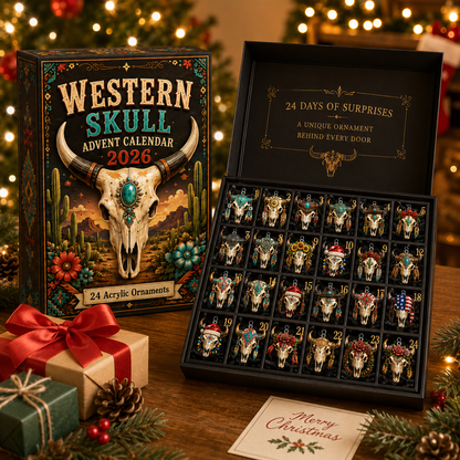🤠2026 Western Skull Advent Calendar – 24 Days of Unique Cowboy Christmas Ornaments