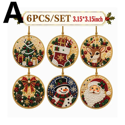 ⏳ Last Day 50% OFF – 🎄Beginner-Friendly Christmas Pearl & Gem Diamond Painting DIY Kit | 6 Festive Ornament Designs with Sparkling Pearls, Faceted Gems & 3D Layered Detail 💕