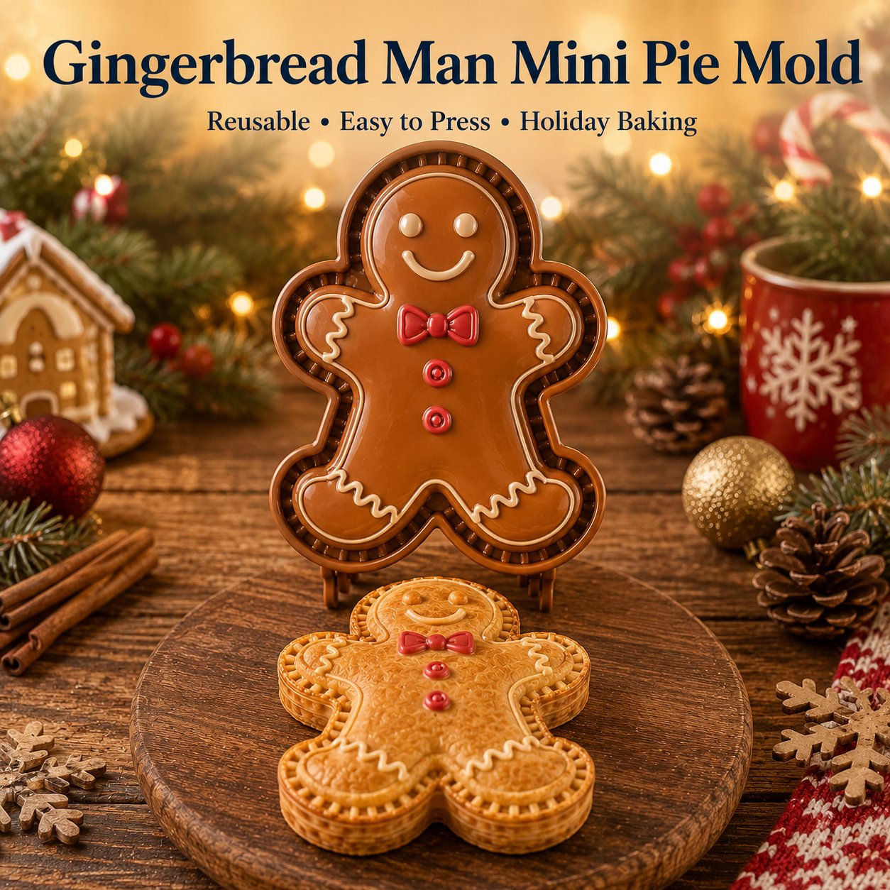 ⏳ Last Day50% OFF – 🎄 9-Design Christmas Mini Pie Mold Collection | Reusable Embossed Molds for Shaping Detailed Santa, Snowman, Reindeer, Tree & Holiday Pies 🥧✨