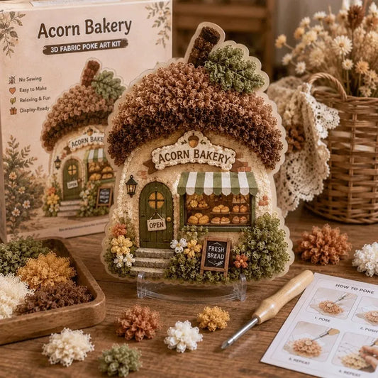 🏡 Whimsical Village 3D Fabric Poke Art Kit