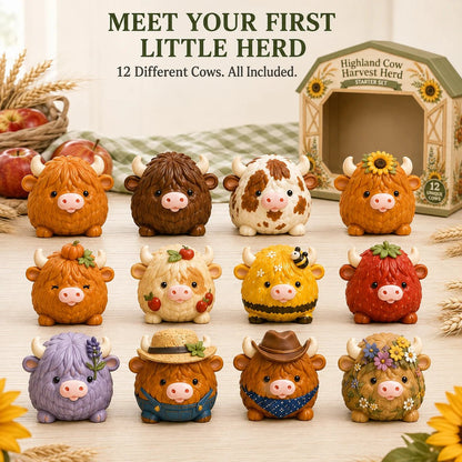 ⏳ Last Day 50% OFF – Highland Cow Harvest Herd Squishy Set (📦Buy 2 Free Shipping)