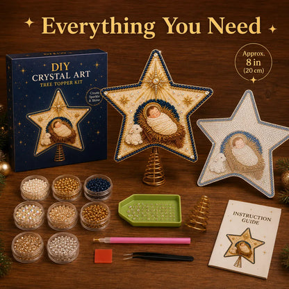 ✝️ Beginner-Friendly Christian Faith Pearl Diamond Art Christmas Tree Topper DIY Kit | Complete Set with Printed Base, Pearl & Crystal Pieces, Application Tools & Step-by-Step Guide Included 💕