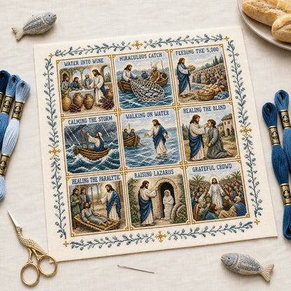 ⏳ Last Day 49% OFF – ✝️ Beginner-Friendly Life of Jesus Bible Story Cross Stitch DIY Kit | 6 Biblical Collections with Fabric, Color-Matched Floss, Needle & Pattern Guide Included 💕