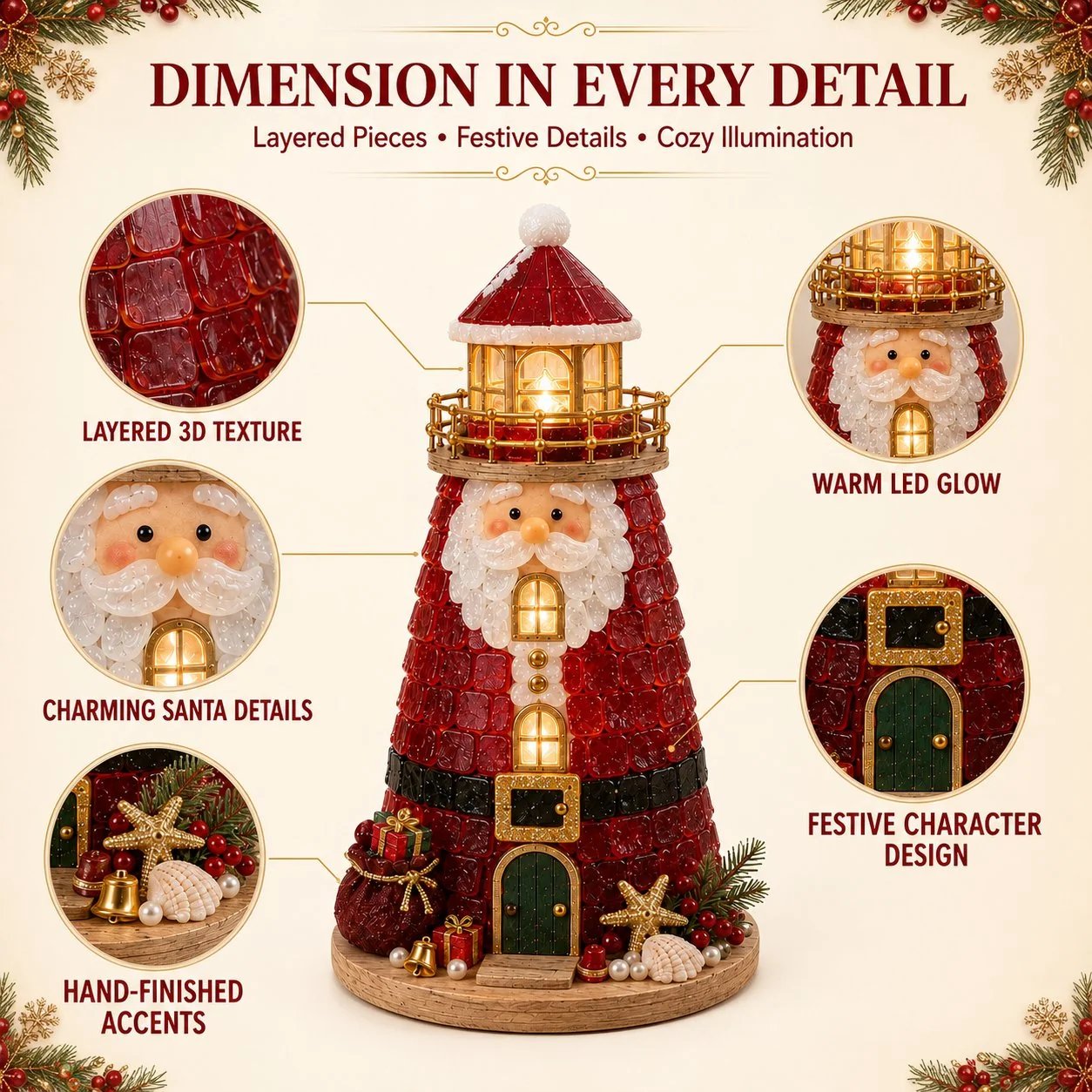 ⏳ Last Day 49% OFF – 🎄Beginner-Friendly DIY Lighted Christmas Character Sea Glass-Style Lighthouse Kit Collection | Complete Kit with Sea Glass-Style Pieces, LED Lights & Step-by-Step Guide Included 💕
