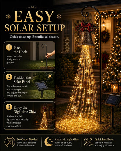 🔥Hot Sale 50% OFF🎄Christmas Bell Cascade Solar Yard Light ✨