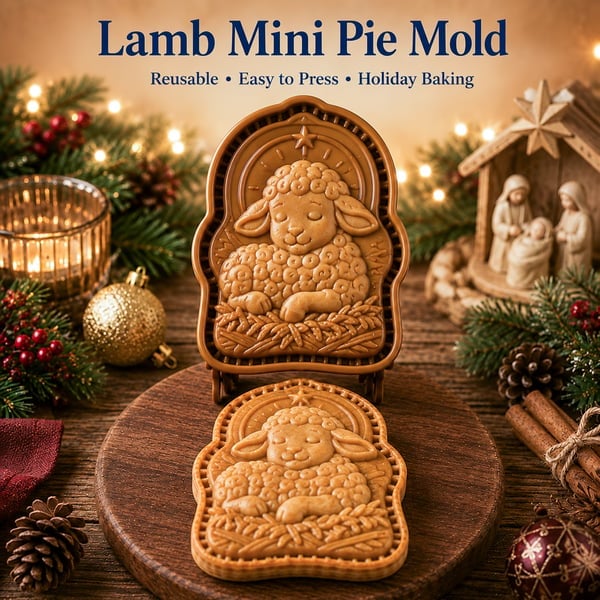 🔥HOT SALE 49% OFF✝️ Faith & Nativity Christmas Mini Pie Mold Collection | Reusable Embossed Molds for Shaping Detailed Praying Jesus, Nativity Stable and so on Pies🥧✨