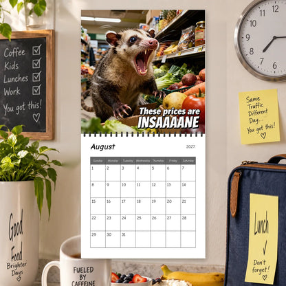 Screaming Possums 2027 Wall Calendar – 12-Month Funny Relatable Calendar, Chaotic Life Humor Hanging Planner for Office, Home & Gag Gift