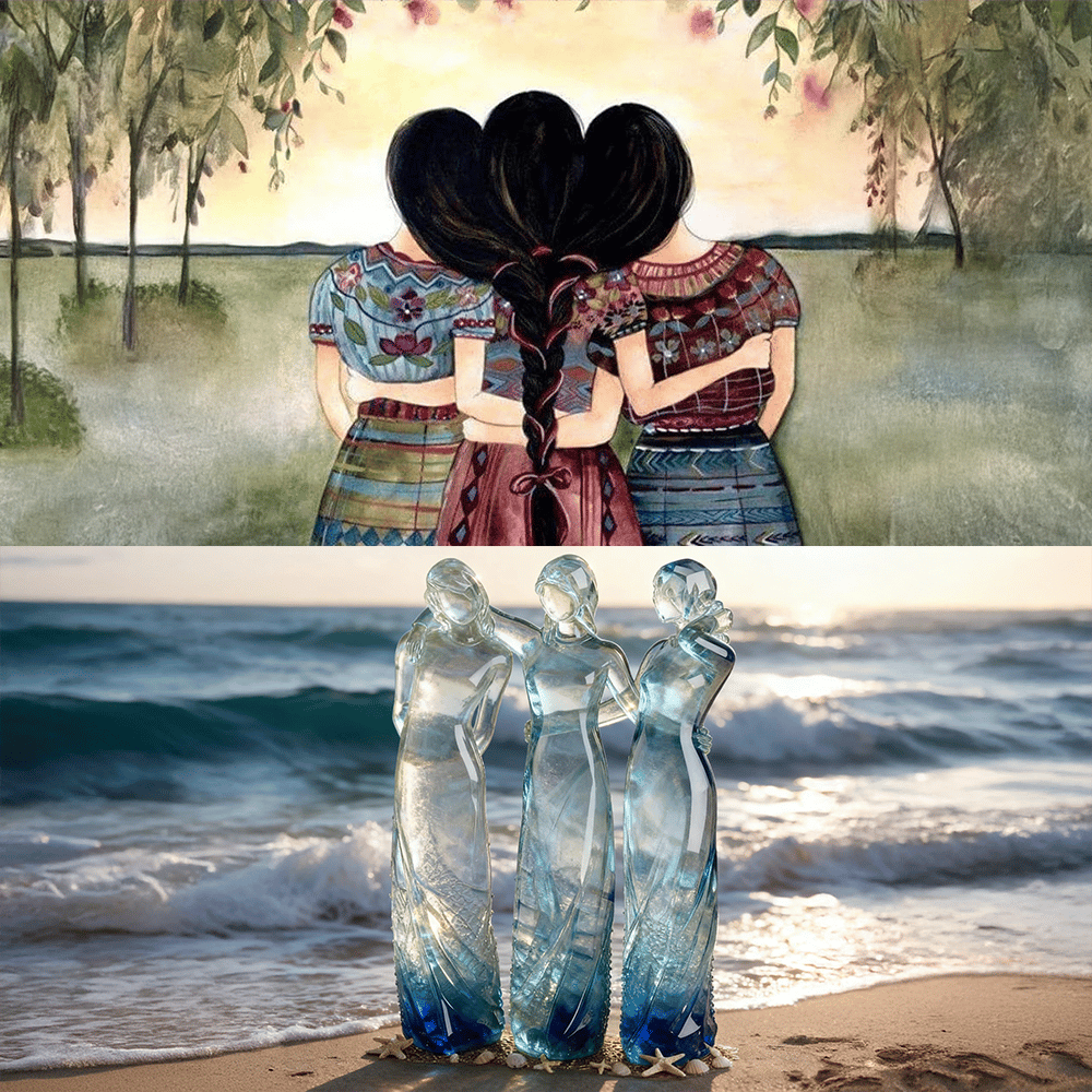 💖LAST DAY 49 % OFF👩🏻‍🤝‍👩🏻Sisters by My Side, Celebrates Friendships Three Sisters Sculpture🎁Christmas, Thanksgiving Day, Birthday Gifts