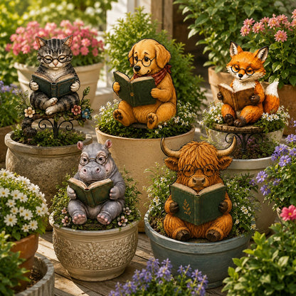 😺🐶Animal Reading Garden Stake📖