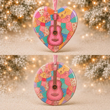 🎅 2026 Christmas Gift 50% Off--🎁Last Day 50% OFF 🎸 Pink Guitar Memorial Heart Ornament