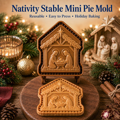🔥HOT SALE 49% OFF✝️ Faith & Nativity Christmas Mini Pie Mold Collection | Reusable Embossed Molds for Shaping Detailed Praying Jesus, Nativity Stable and so on Pies🥧✨