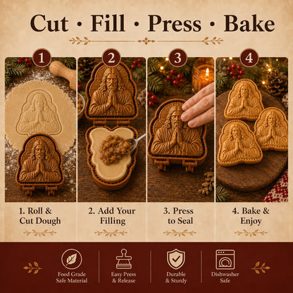 🔥HOT SALE 49% OFF✝️ Faith & Nativity Christmas Mini Pie Mold Collection | Reusable Embossed Molds for Shaping Detailed Praying Jesus, Nativity Stable and so on Pies🥧✨
