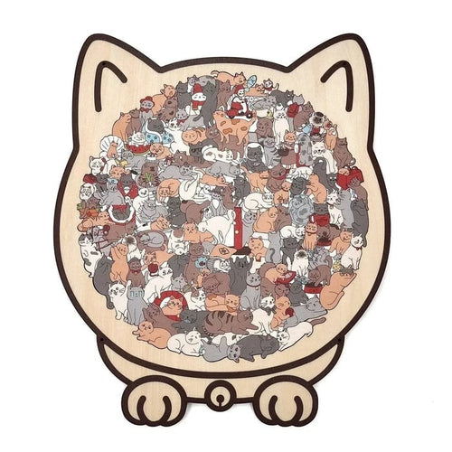 🎁Holiday Special Offer: Enjoy a 49% Discount🐈135-Piece Morandi-Colored Cat Shaped Wooden Jigsaw Puzzle