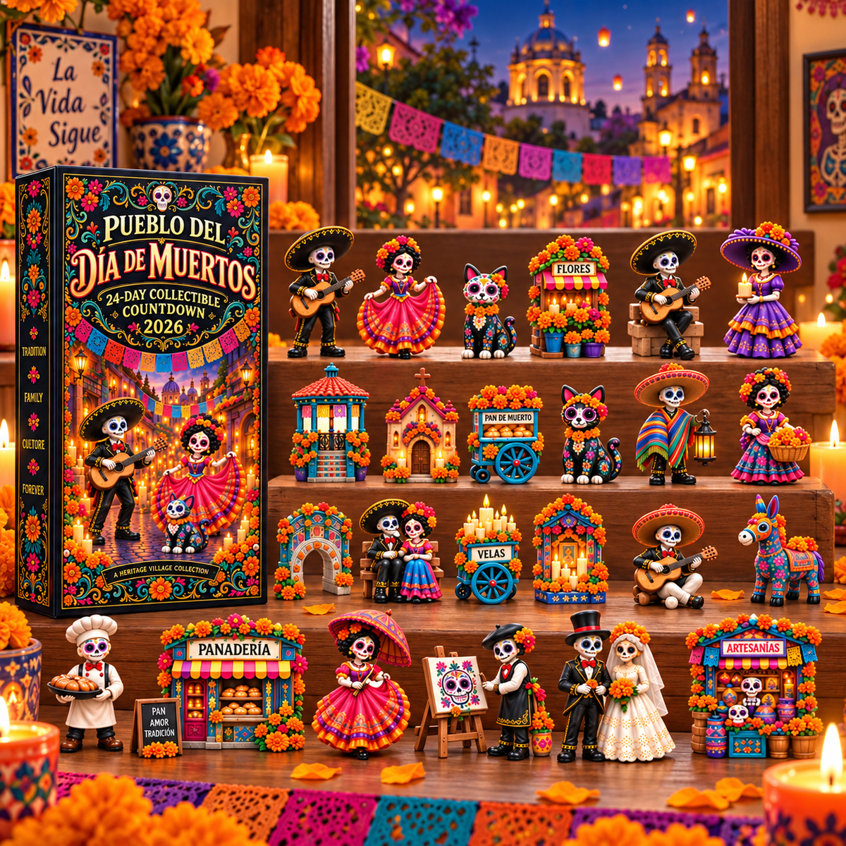 Pueblo del Día de Muertos 2026 – 24-Day Day of the Dead Collectible Countdown Calendar with 24 Unique Miniatures