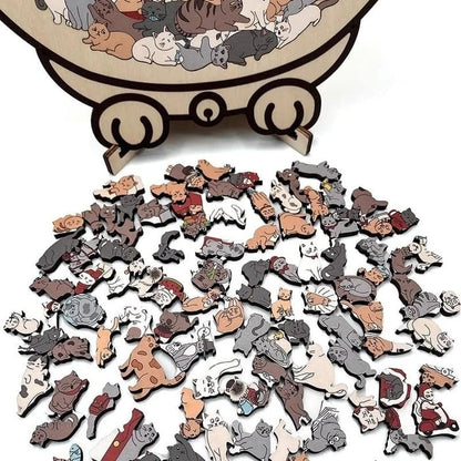 🎁Holiday Special Offer: Enjoy a 49% Discount🐈135-Piece Morandi-Colored Cat Shaped Wooden Jigsaw Puzzle
