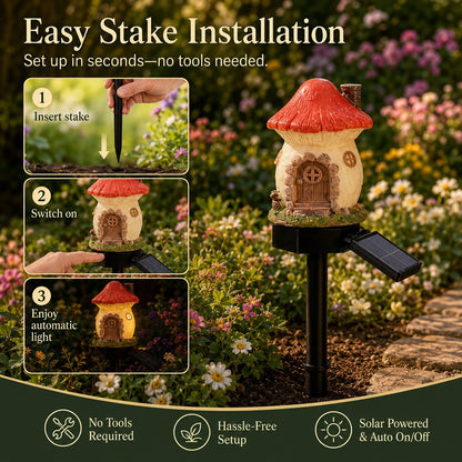 🍄Solar Fairy-Tale Mushroom Cottage Garden Light