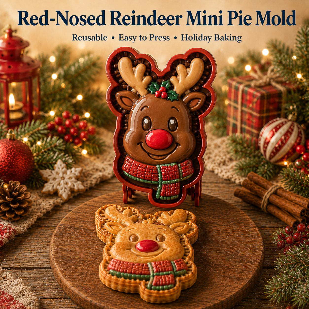 ⏳ Last Day50% OFF – 🎄 9-Design Christmas Mini Pie Mold Collection | Reusable Embossed Molds for Shaping Detailed Santa, Snowman, Reindeer, Tree & Holiday Pies 🥧✨