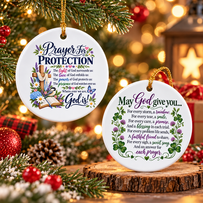 ⏳ Last Day 50% OFF –✝️ Prayer for Protection Double-Sided Ceramic Ornament