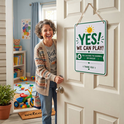 Summer Quiet Time Doorplate, Flipable Yes No Playtime Hanging Plaque 8×12Inch
