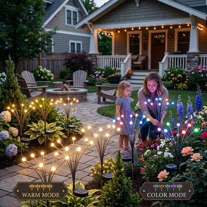 Solar Firefly Garden Lights, Waterproof Outdoor Swaying Stake Lights with 4 Modes (Warm White/Multi‑Color, Steady/Flashing) for Yard, Patio & Landscape