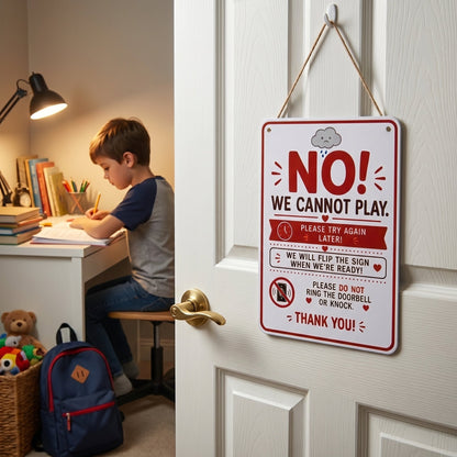 Summer Quiet Time Doorplate, Flipable Yes No Playtime Hanging Plaque 8×12Inch