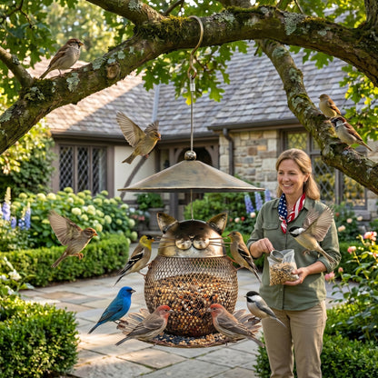 🔥Limited Time 50% OFF🐱Vintage Metal Animal Bird Feeder | Owl & Cat Hanging Wild Bird Feeders