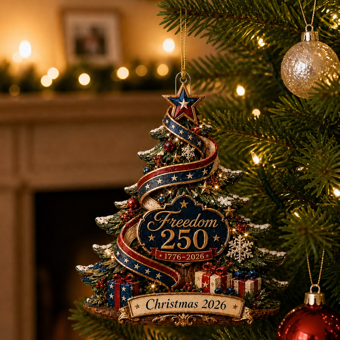 🎄 USA 250th Anniversary Christmas Tree Ornament