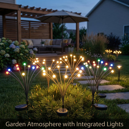 Solar Firefly Garden Lights, Waterproof Outdoor Swaying Stake Lights with 4 Modes (Warm White/Multi‑Color, Steady/Flashing) for Yard, Patio & Landscape