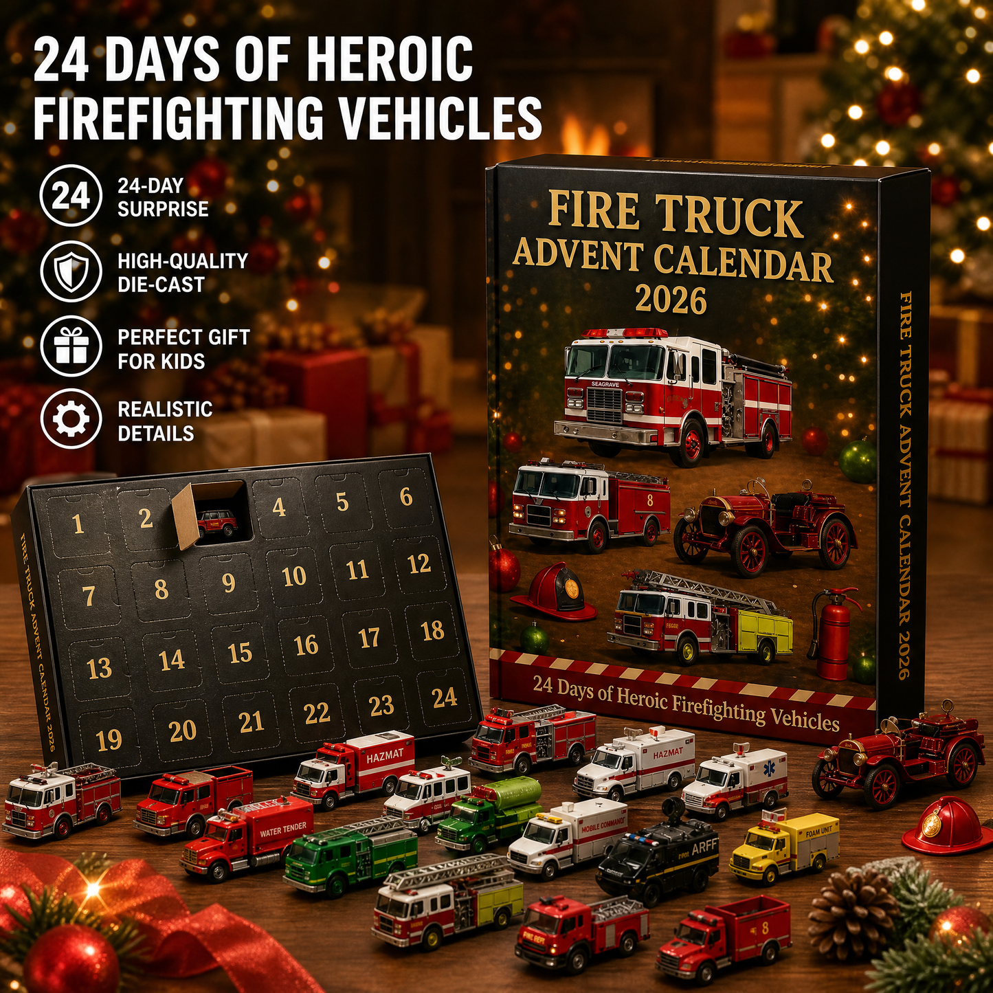 🚒🔥FIRE TRUCK ADVENT CALENDAR 2026🎁🌲