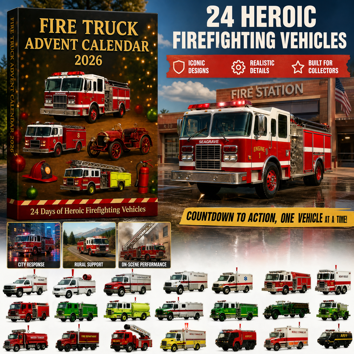 🚒🔥FIRE TRUCK ADVENT CALENDAR 2026🎁🌲