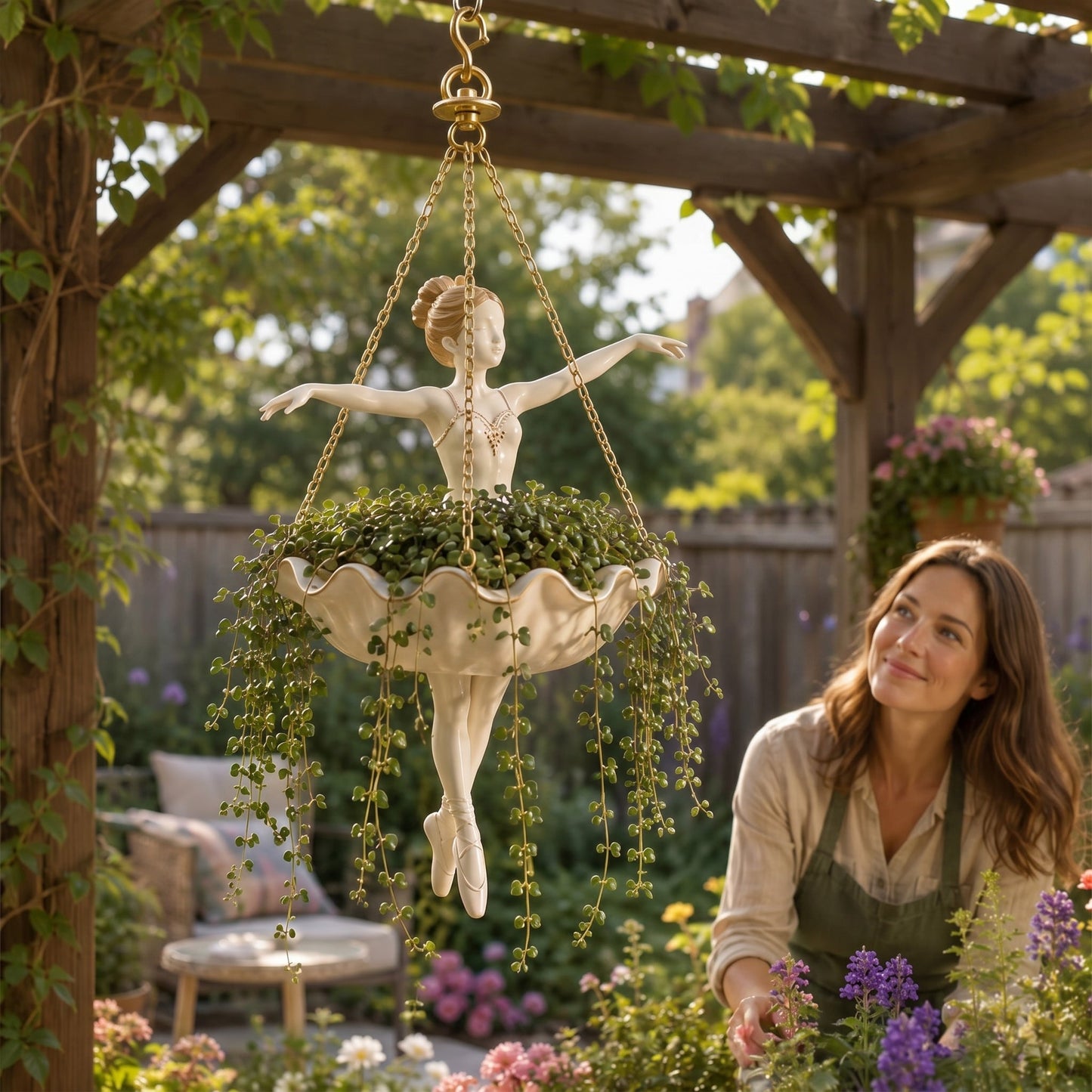 Elegant Ballerina Hanging Planter