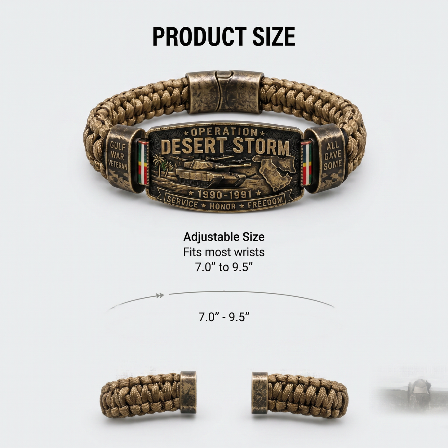 Operation Desert Storm Veteran Paracord Bracelet, Gulf War Service Memorial Honor Wristband