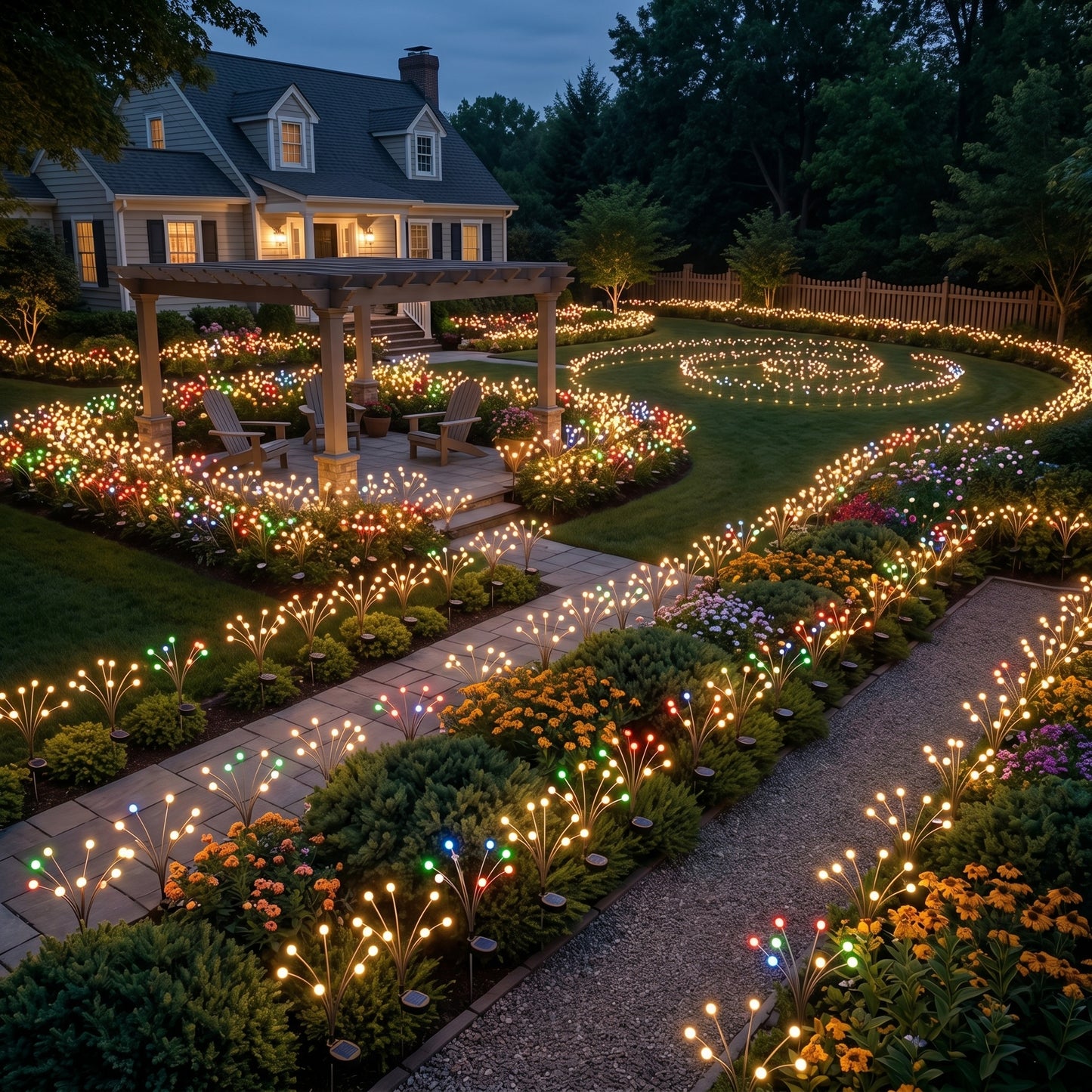 Solar Firefly Garden Lights, Waterproof Outdoor Swaying Stake Lights with 4 Modes (Warm White/Multi‑Color, Steady/Flashing) for Yard, Patio & Landscape